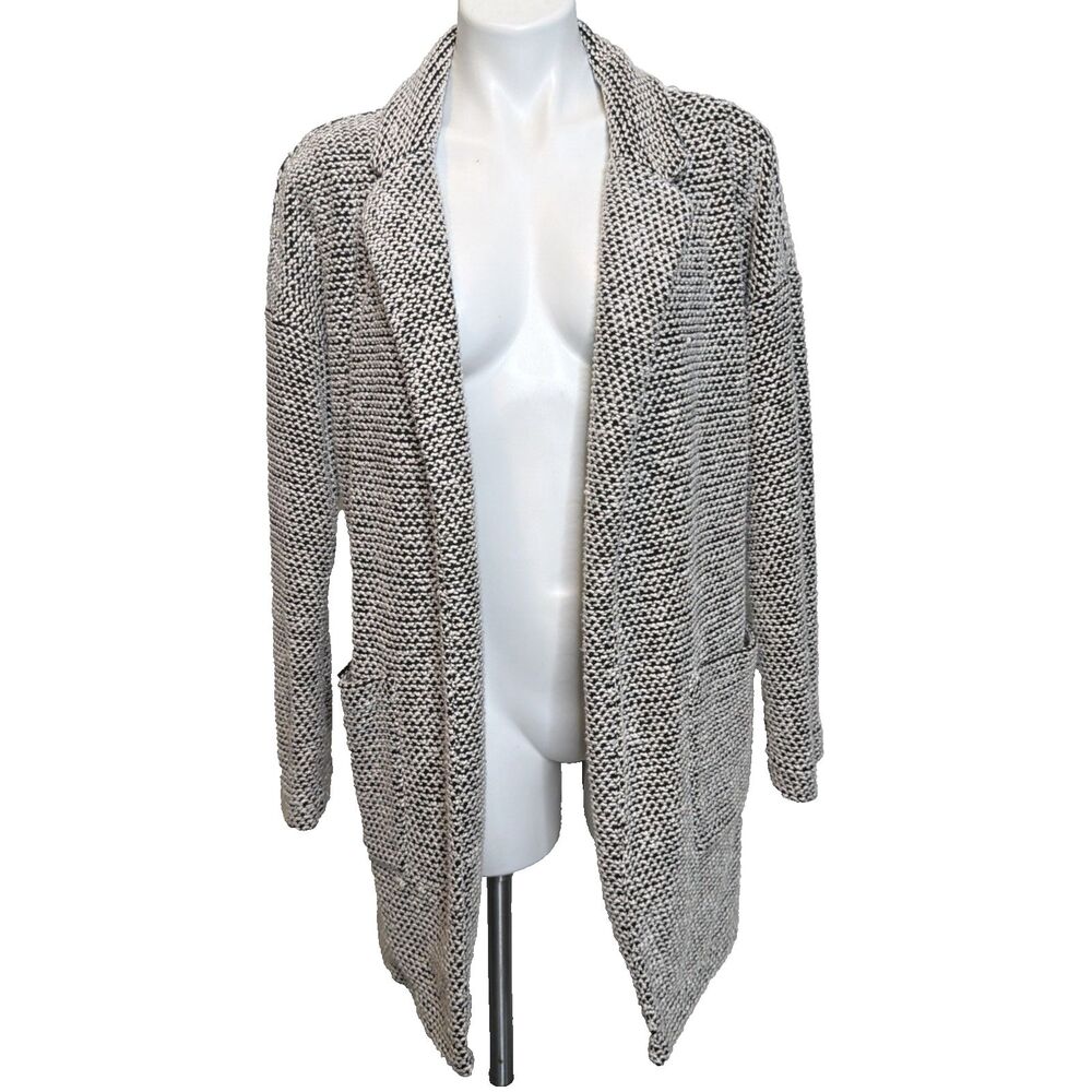 Marine Layer Birdseye Collared Cardigan Jacket M Coastal Grandma Lagenlook - Picture 2 of 8